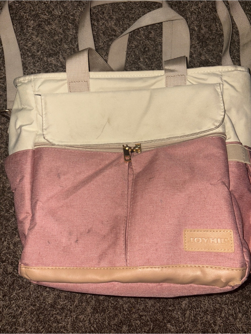 JoyHill Lunch Bag Pink and Cream Tote Bag for Women